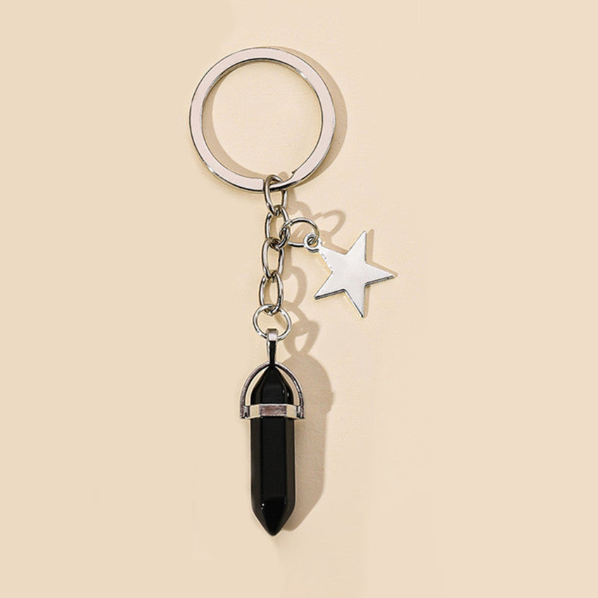 Alloy Pentagram Moon Couple Keychain Celestial Crystal Charm 6