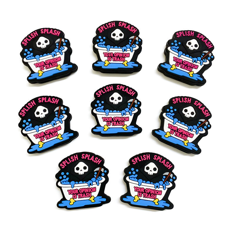 Silicone Focal Beads Halloween Skeleton Bold Bathtub Neon Text 20pcs 2
