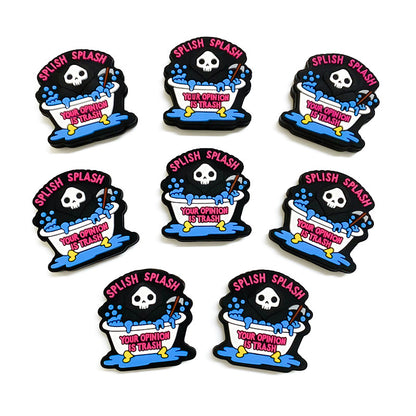 Silicone Focal Beads Halloween Skeleton Bold Bathtub Neon Text 20pcs 2