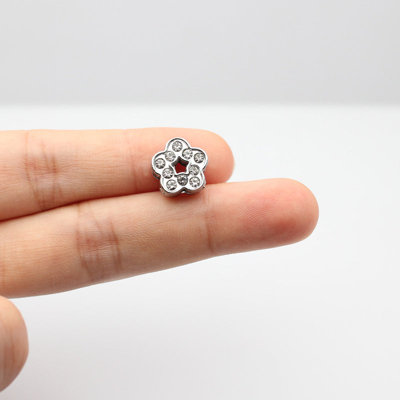 Chrome Alloy Rhinestone Beads Star Heart Crown Shapes 4pcs 10