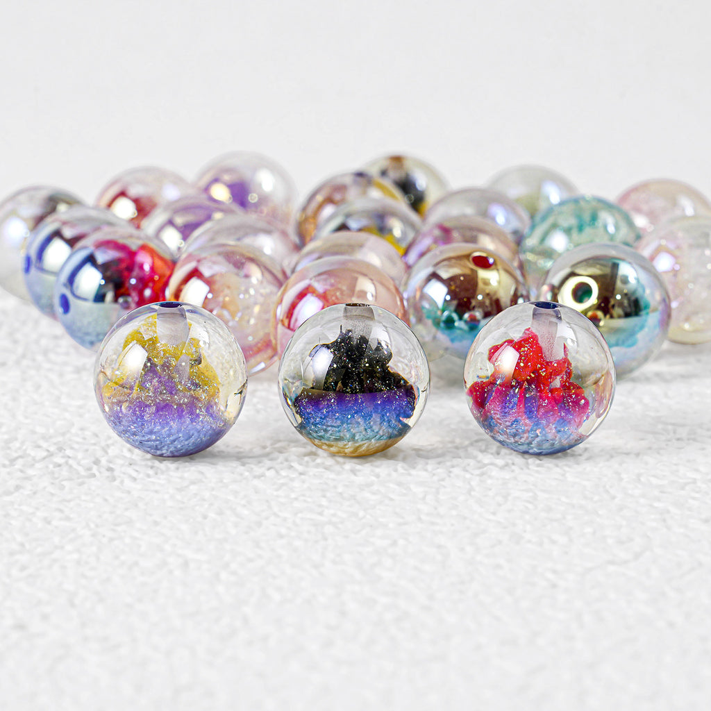 Clear Christmas Tree Inside Resin Beads 16mm Round Colorful 20pcs