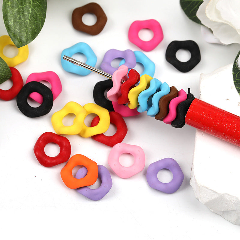 Acrylic Wave Spacer Beads 16mm Macaron Colored Large Hole 100pcs 2