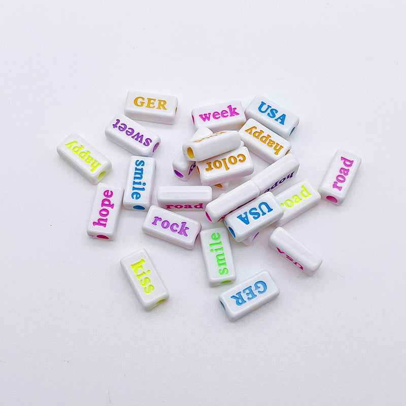 Rectangle Acrylic Tube Beads 8x15mm Colorful Word Letters 1100pcs 6