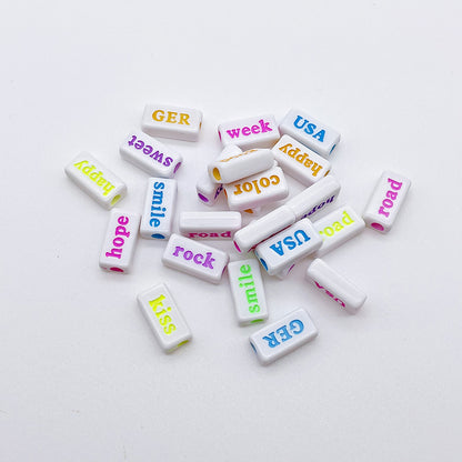 Rectangle Acrylic Tube Beads 8x15mm Colorful Word Letters 1100pcs 6