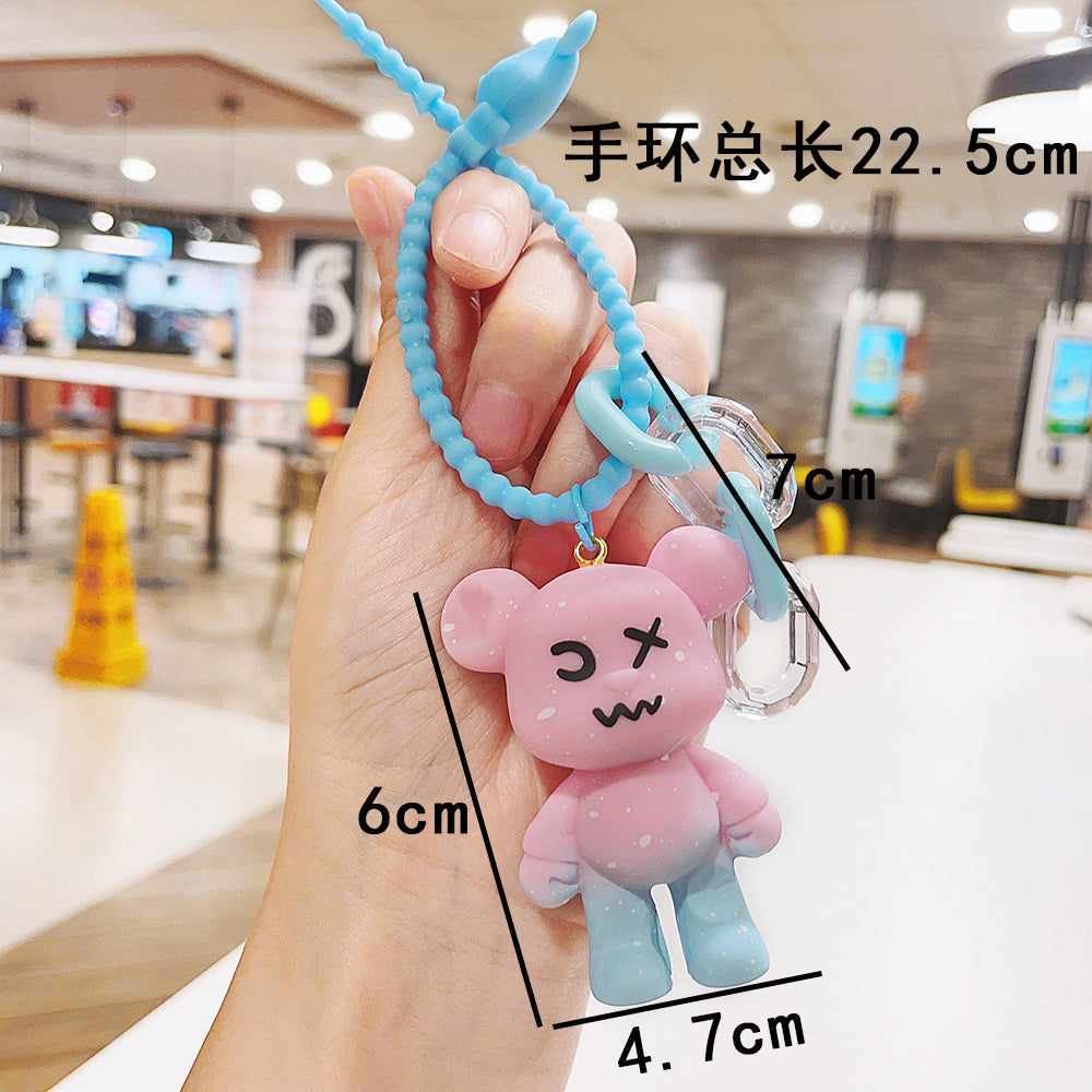 Creative Resin Cartoon Gradient Bear Keychain Metal Material 4