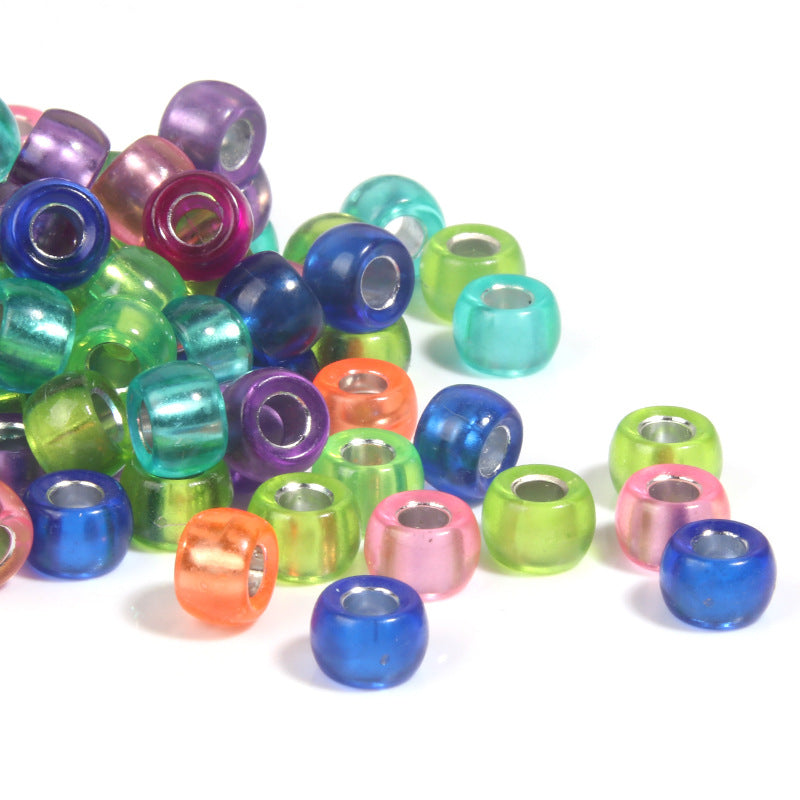 Clear Silver Filled Pony Beads Acrylic 9mm Translucent Colors 200pcs 4