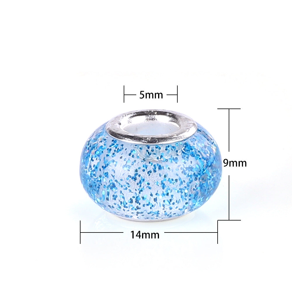 Resin Spacer Beads 14mm Transparent Glitter Powder 100pcs 3