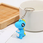 Silicone Dinosaur Couple Keychain Cute Colorful Dino Charm