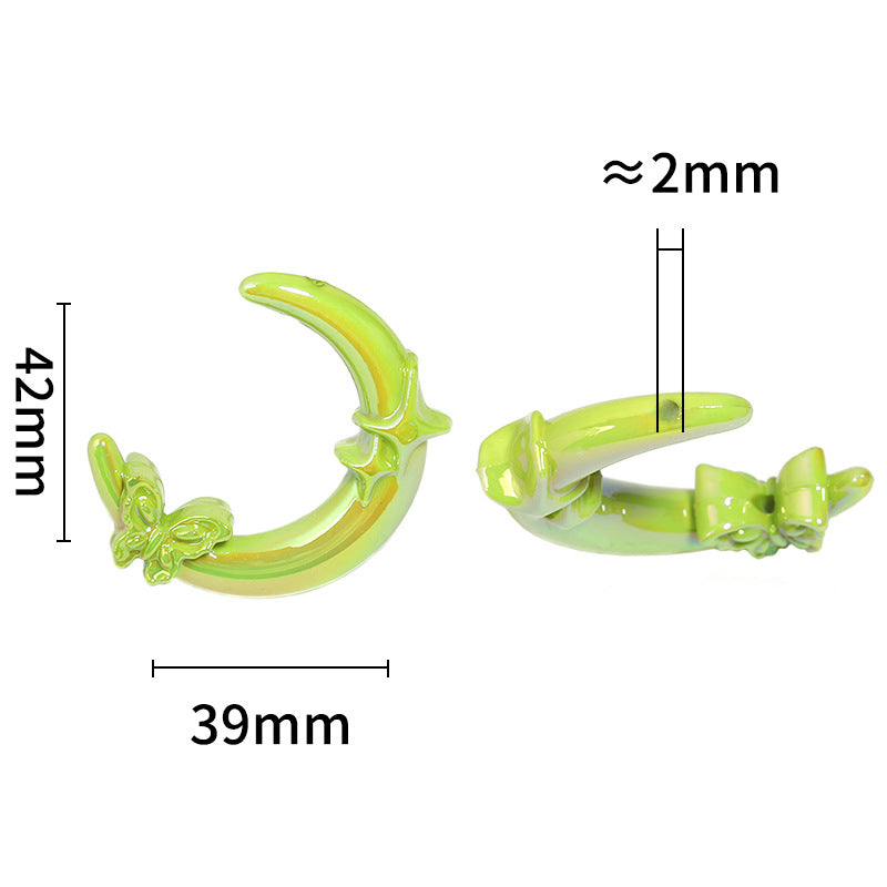 Plating Butterfly Crescent Moon Acrylic Beads 39*42mm UV Mixed 50pcs 3