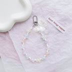 Acrylic Bow Beaded Keychain with Translucent Butterfly and Pastel Hearts 2