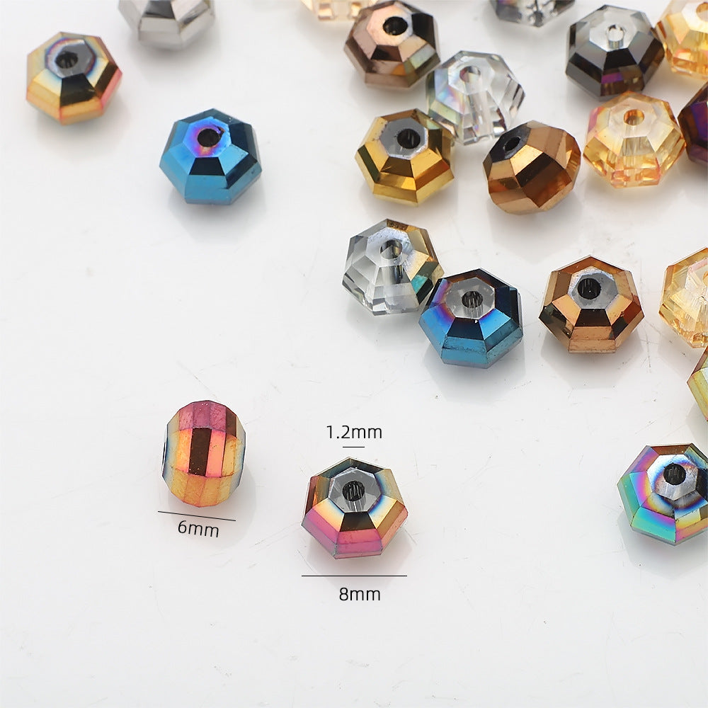 Glass Faceted Spacer Beads 8mm Plating Metallic Color 60pcs