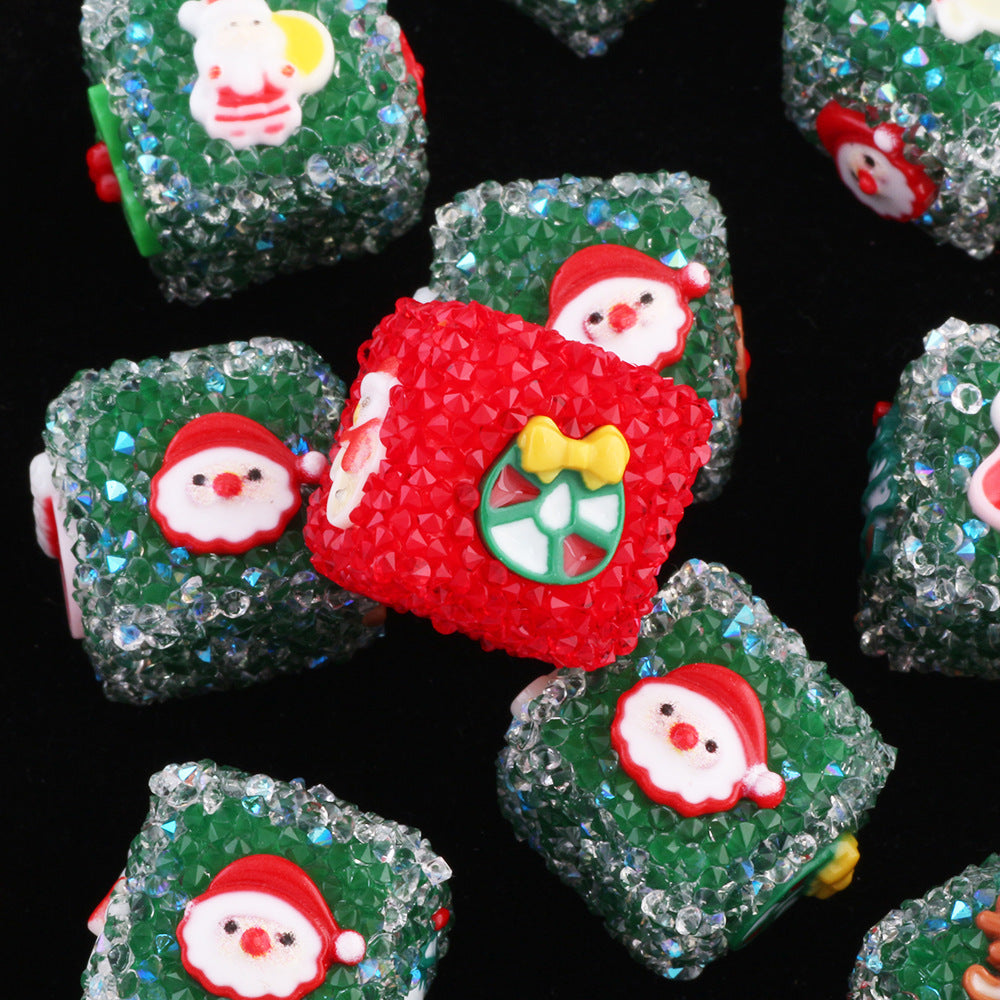 Christmas Series Resin Sugar Beads 17mm Festive Cube and Round 2pcs 4