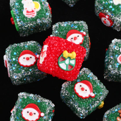 Christmas Series Resin Sugar Beads 17mm Festive Cube and Round 2pcs 4