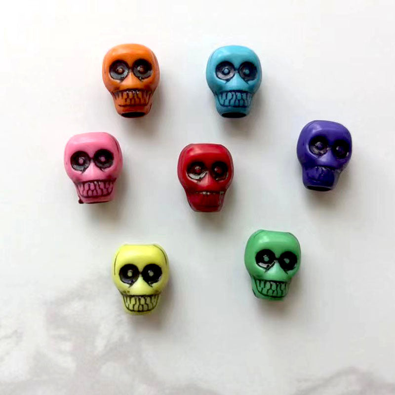 Colored Skull Acrylic Beads 14mm Large Holes 5pcs 3