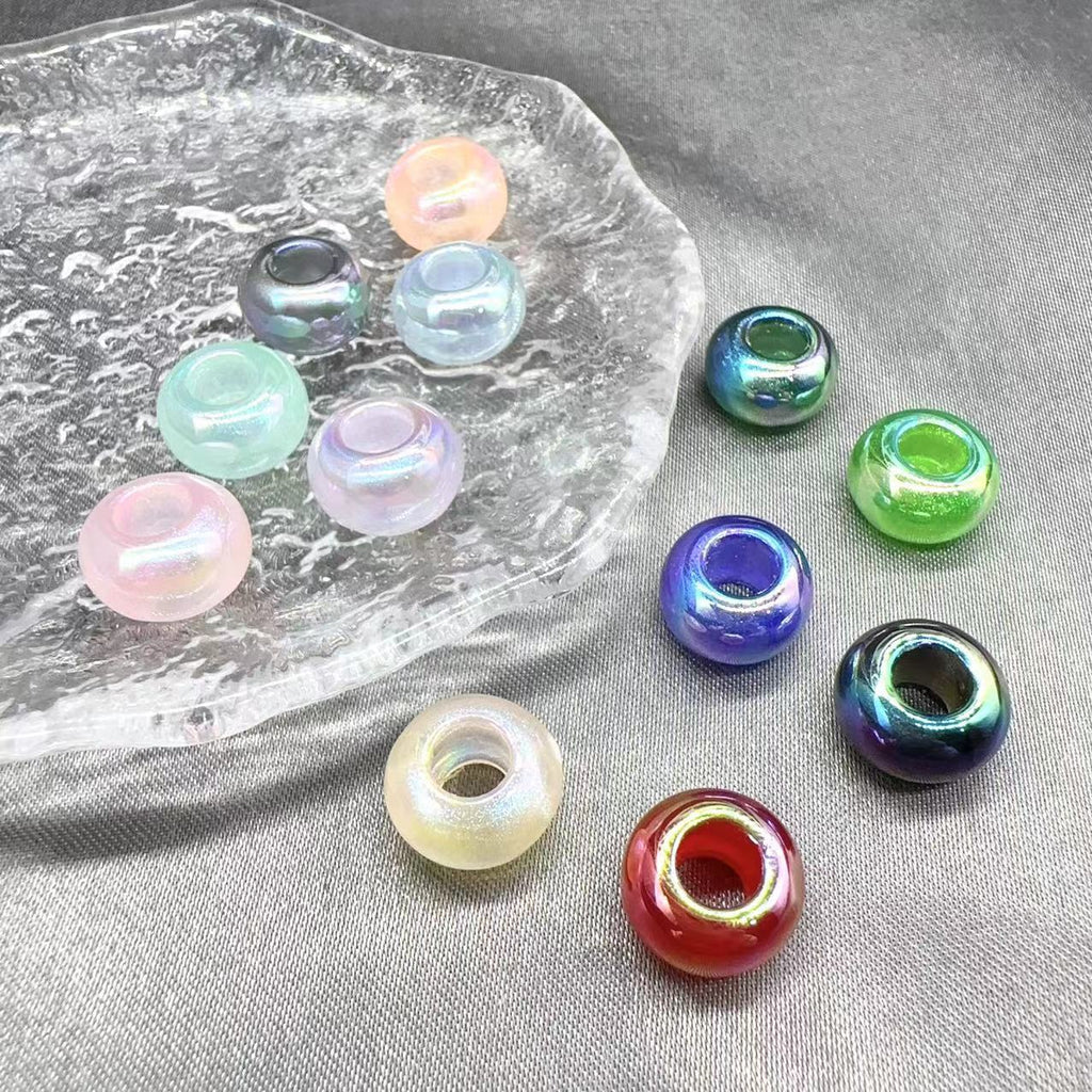 Acrylic Large Hole Spacer Beads 14mm AB Colorful 31pcs