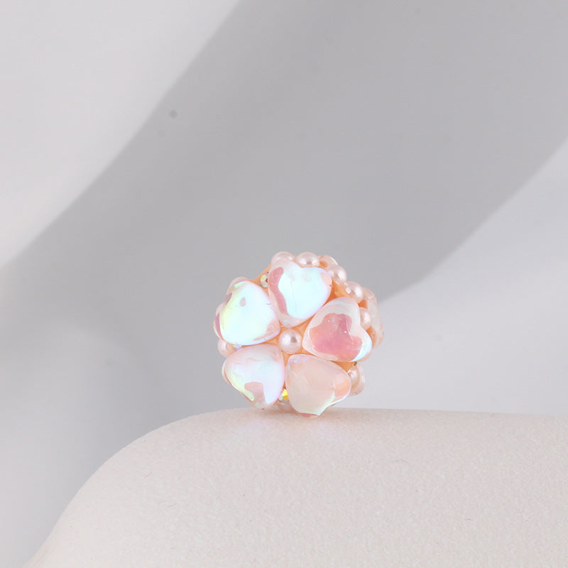 Moonstone Five-Petal Flower Clay Beads 19mm Opalescent 5pcs 7