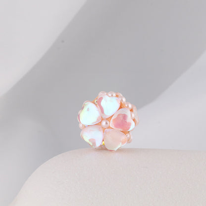 Moonstone Five-Petal Flower Clay Beads 19mm Opalescent 5pcs 7