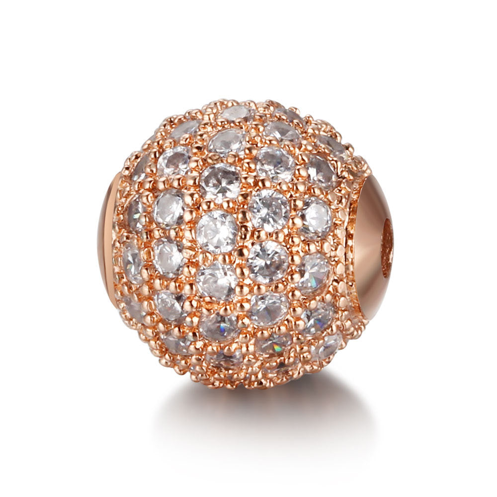 Round Metal Beads 6mm 8mm 10mm Copper Zircon 18K Gold Plated 7