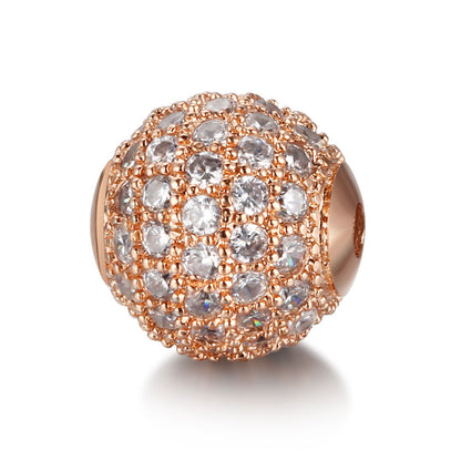 Round Metal Beads 6mm 8mm 10mm Copper Zircon 18K Gold Plated 7