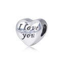 Heart Metal Beads Polished Silver Tone Large Hole 1pc