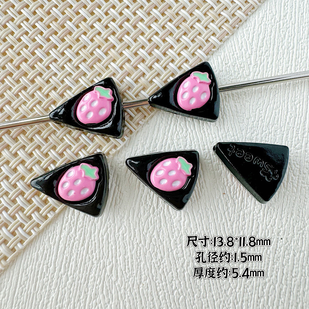 Baking Painted Duck and Strawberry Cake Metal Beads 13/10mm 20pcs 13