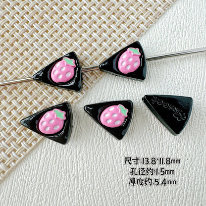 Baking Painted Duck and Strawberry Cake Metal Beads 13/10mm 20pcs 13