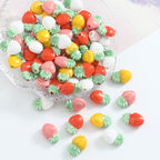 Hand Painted Heart Pineapple Ceramic Beads 15mm Glossy Pastel 10pcs 4