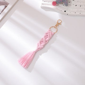 Hand Woven Tassel Crochet Keychain Cotton Linen Boho 2pcs 9