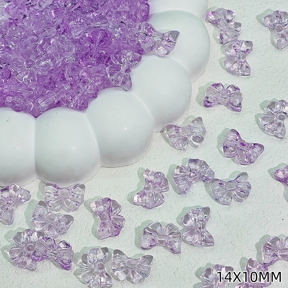 Sweet Bow Glass Beads 14mm Transparent Pastel Mixed Colors 50pcs 15