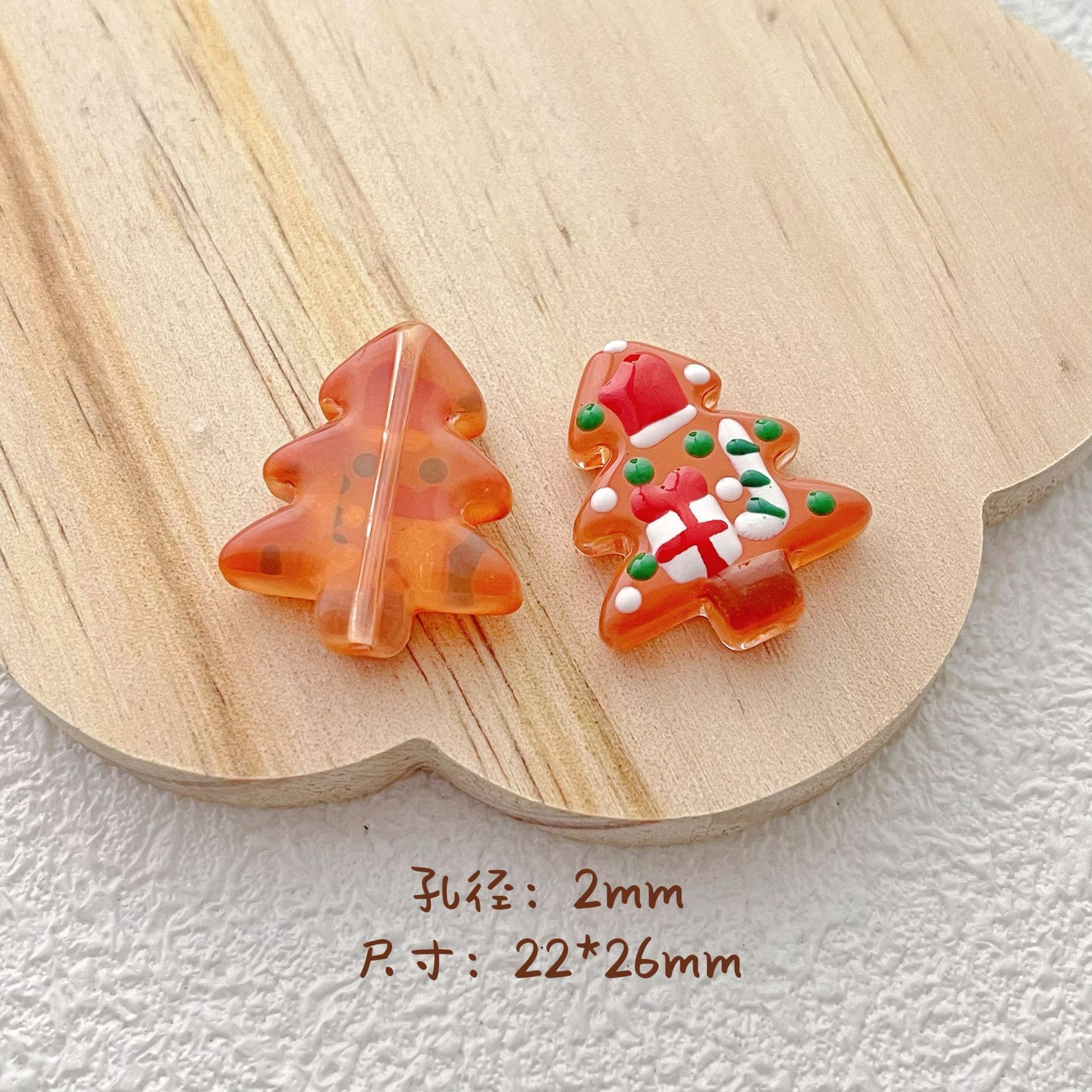 Hand Painted Christmas Tree Glass Beads 26mm Cartoon Pattern 1pc 3