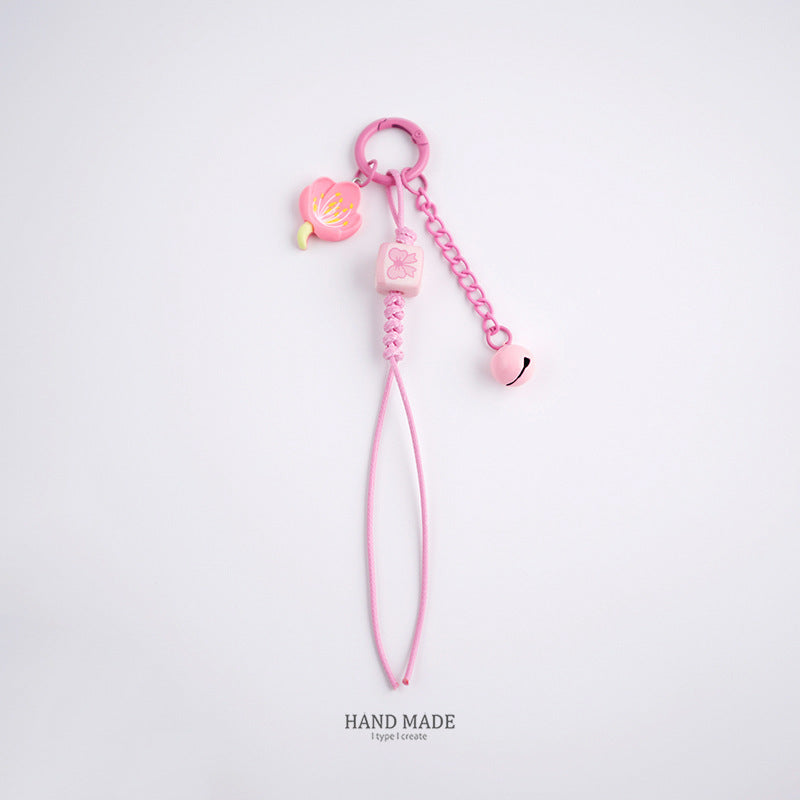 Pink Cherry Blossom Acrylic Flower Keychain 2pcs 10
