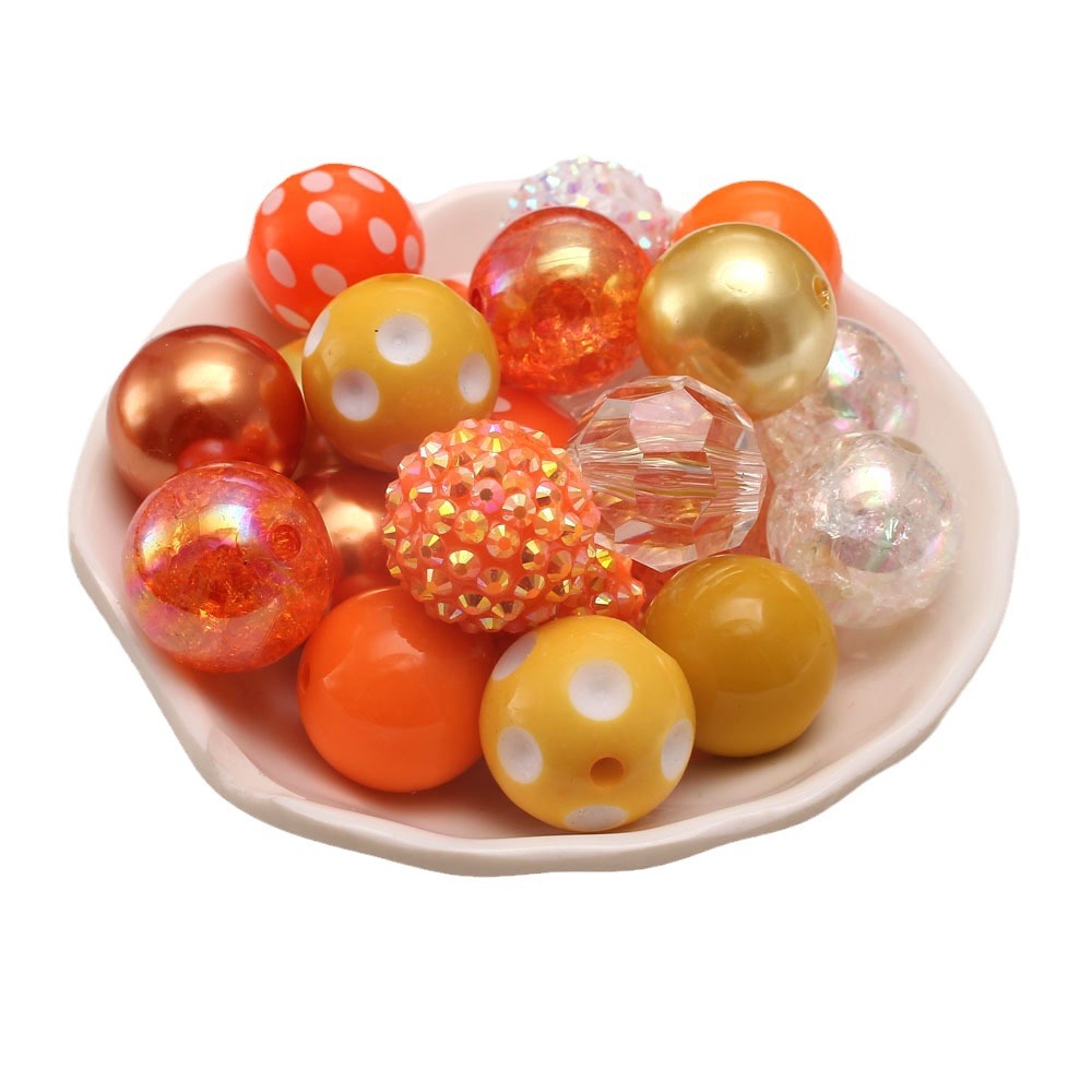 Bubblegum Beads 20mm Orange Yellow Gold Chunky Mix 50pcs 5