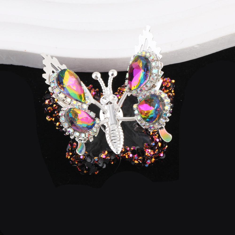 Fancy Butterfly Rhinestone Beads Alloy Spring Action Wings 5pcs 9