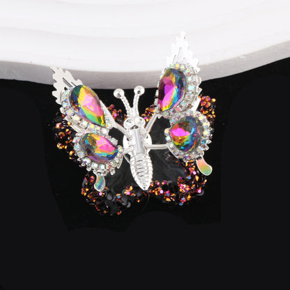 Fancy Butterfly Rhinestone Beads Alloy Spring Action Wings 5pcs 9