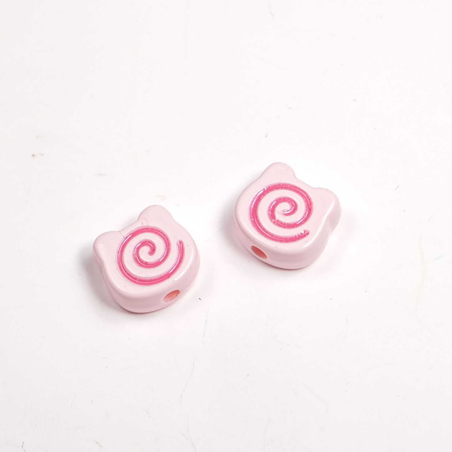 Painted Spiral Bear Acrylic Beads 11mm Colorful Glossy 50pcs 16