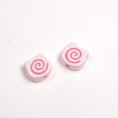 Painted Spiral Bear Acrylic Beads 11mm Colorful Glossy 50pcs 16
