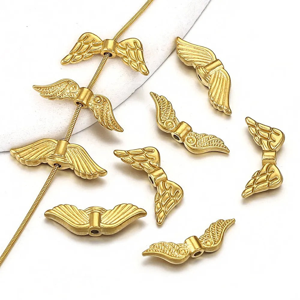 Stainless Steel Wings Metal Beads 18mm Color Retaining 5pcs 2