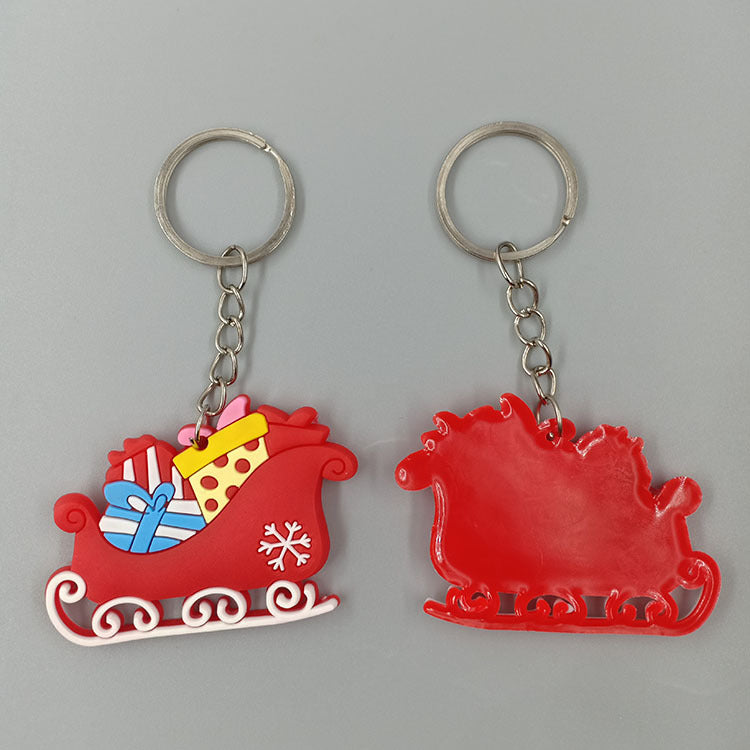 Cartoon Christmas Silicone Keychain Santa Claus Holiday Characters 14