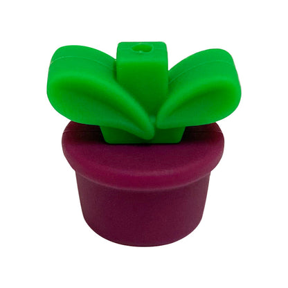 Silicone 3D Focal Beads Flowerpot Grass With Leaf Cluster 20pcs 10