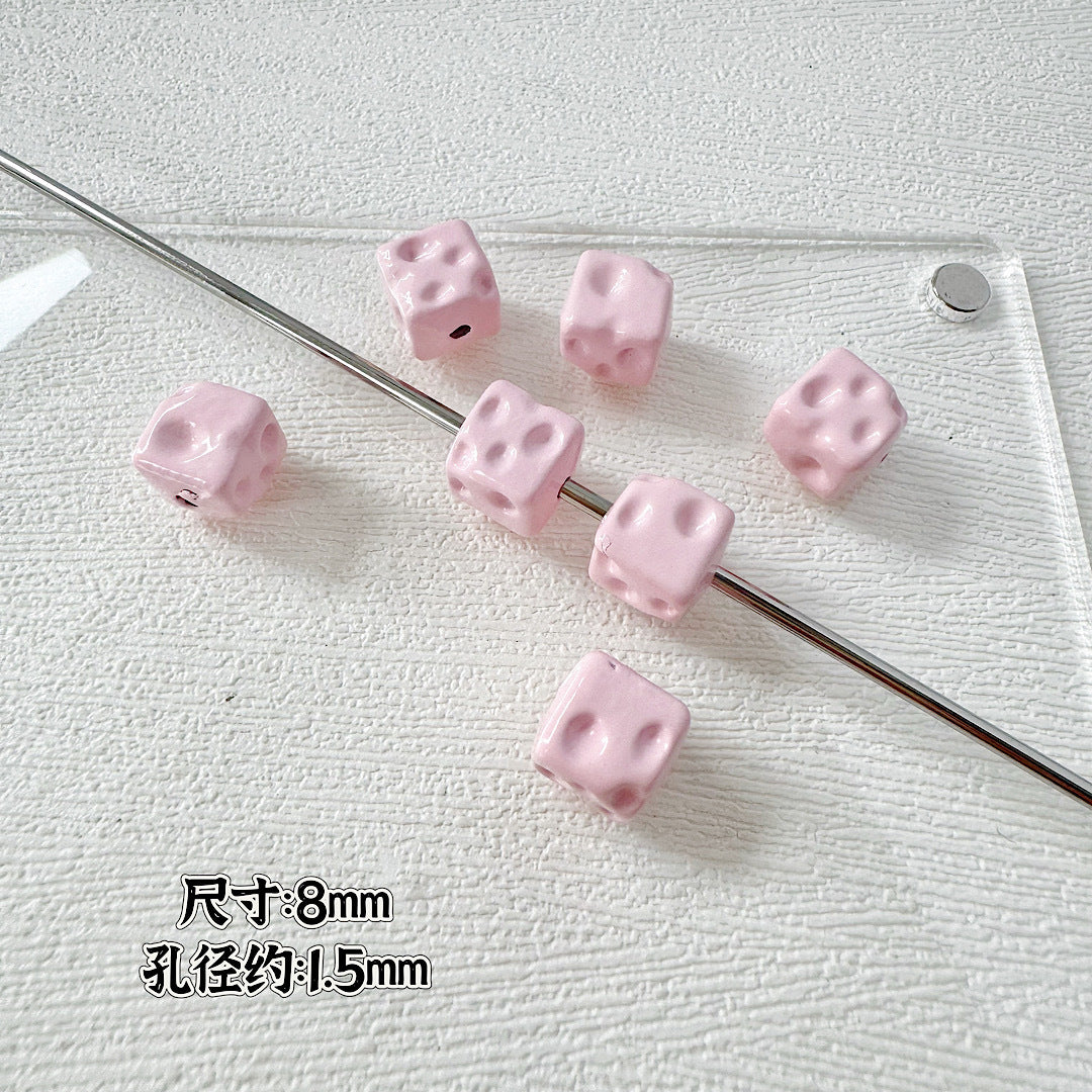 Square Metal Beads 8mm Baking Painted Cheese Cube Alloy 20pcs 5