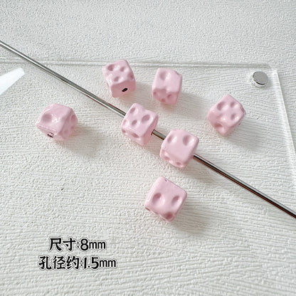 Square Metal Beads 8mm Baking Painted Cheese Cube Alloy 20pcs 5