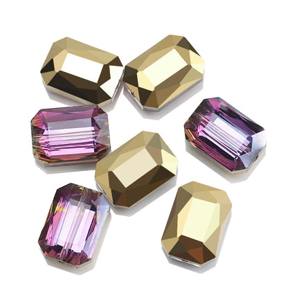 Electroplated Faceted Rectangle Glass Beads 13x18mm Iridescent 10pcs 20