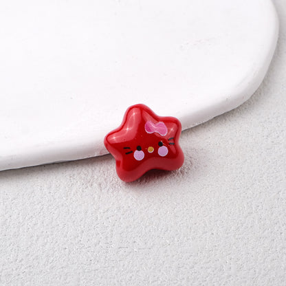 Star Acrylic Beads 20mm Glossy Hello KT Faces Colorful 20pcs 5