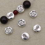 Flat Metal Beads 10mm Double Sided Kitten Fish Bone Engraving 40pcs