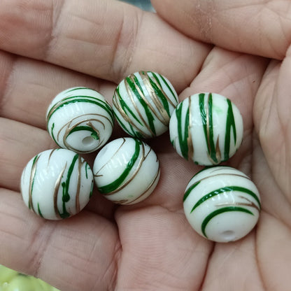 Imitation Ceramic Brushing Acrylic Beads 16mm Colorful Swirl 100pcs 3