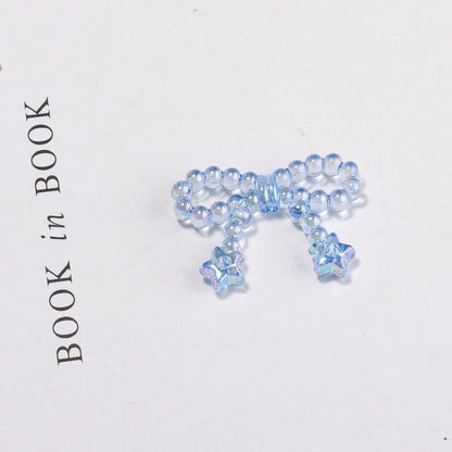 Knitted Bow Acrylic Beads 32mm Solid and Transparent Colors 10pcs 13