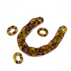Plastic Leopard Print Open Chain Links 23mm Transparent Amber 100pcs 5