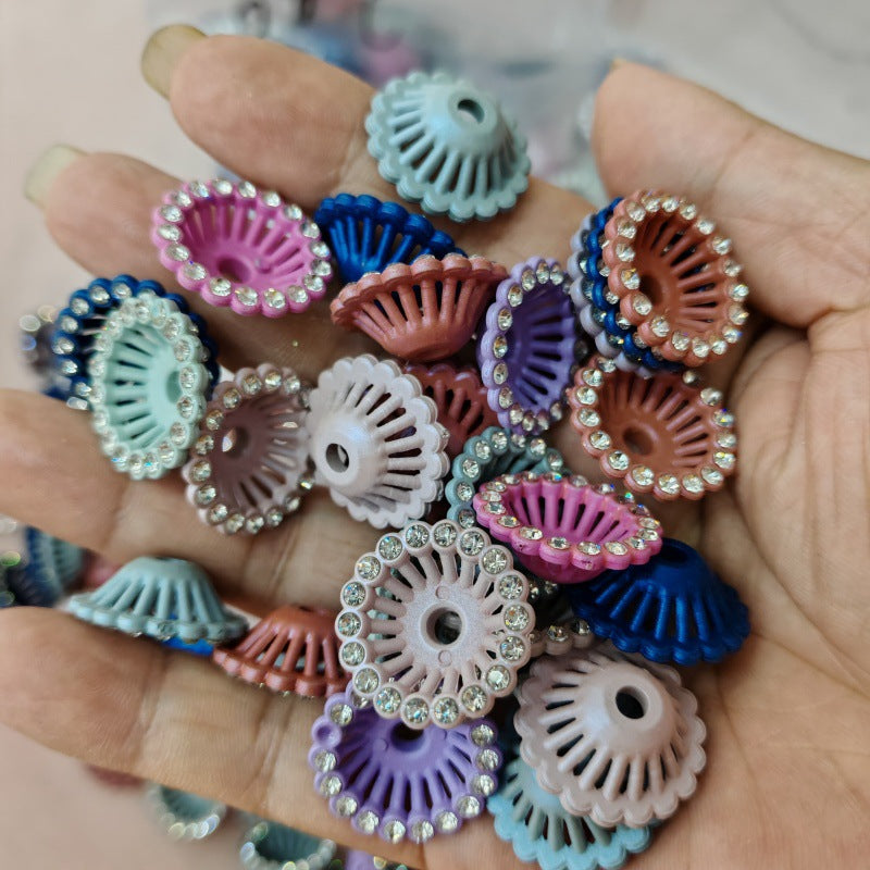 Acrylic Bowl Flower Rhinestone Spacer Beads 25mm 100pcs