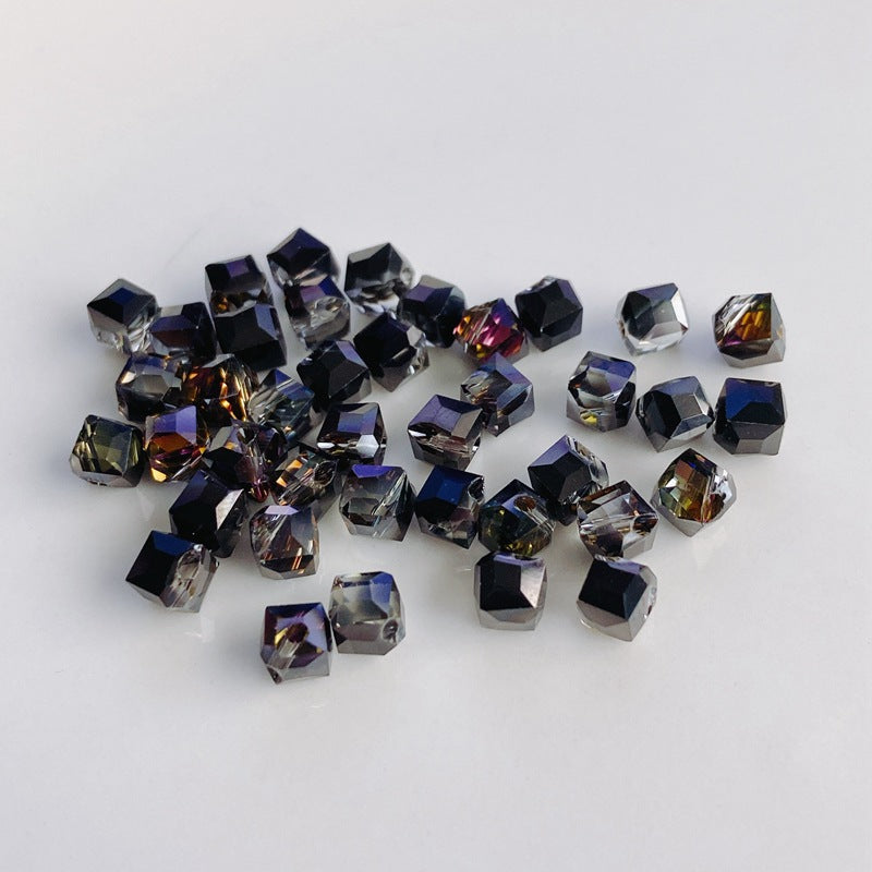 Geometric Square Glass Beads 5mm Transparent Perforated 10pcs 5