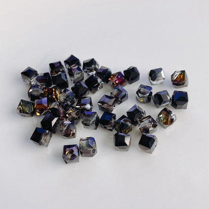 Geometric Square Glass Beads 5mm Transparent Perforated 10pcs 5